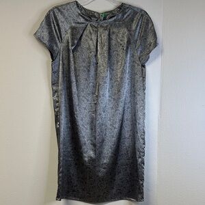 United Colors Of Benetton Satin Floral Gray Mini Dress S